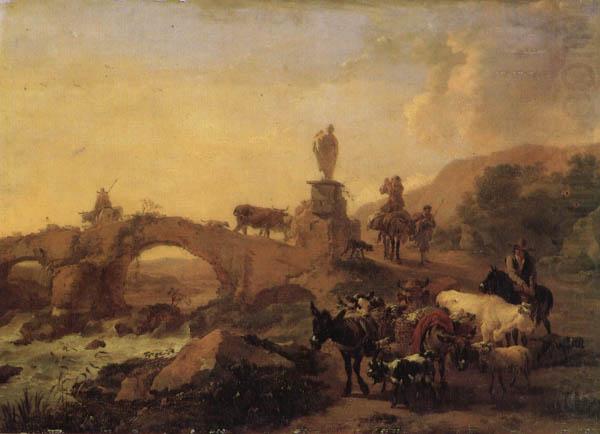 BERCHEM, Nicolaes Italian Landscape with a Bridge china oil painting image